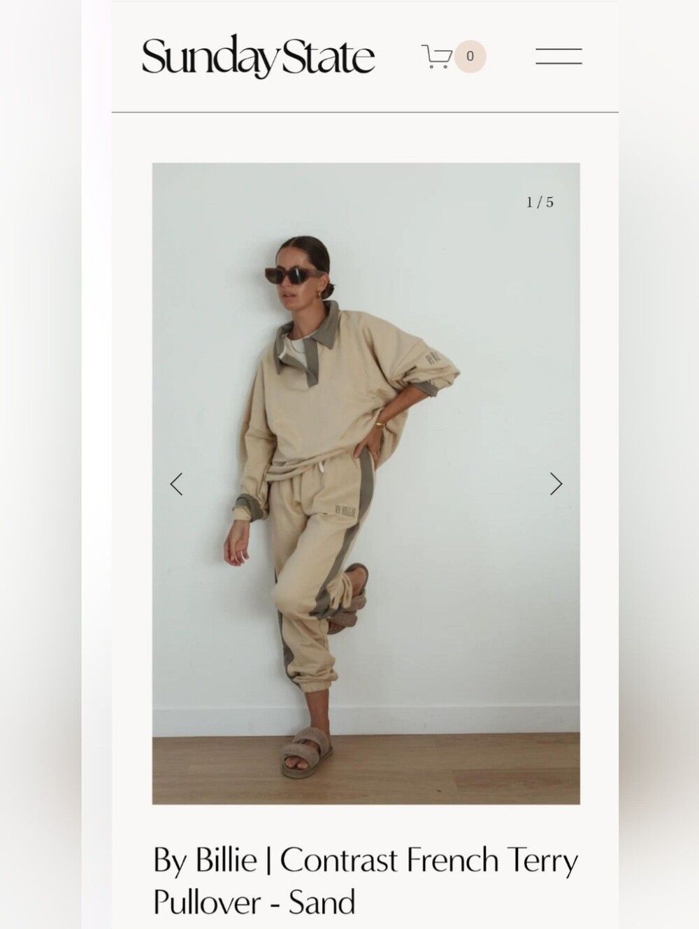 Sand Contrast French Terry Jogger Pants And Matching Sweater